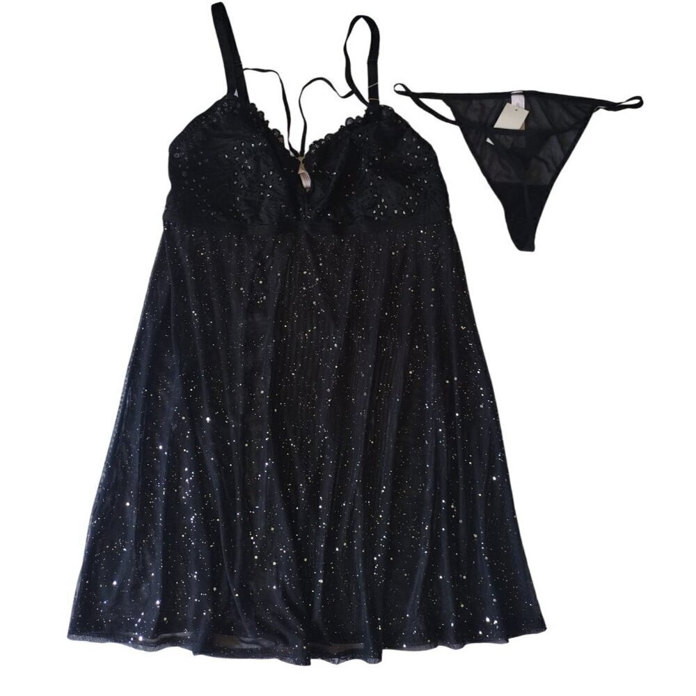 AUDEN, black polyester, spandex sleep lingerie set, for women, size XL NWT.